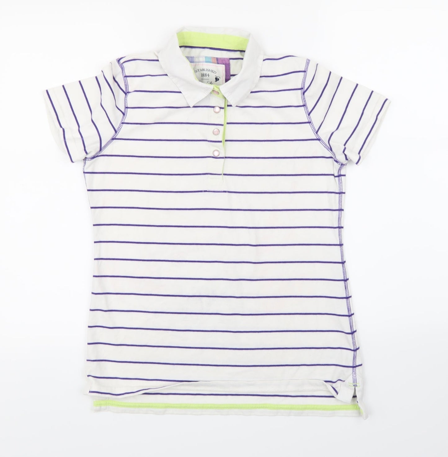 Marks and Spencer Womens White Striped  Basic T-Shirt Size 10