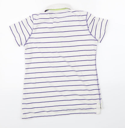 Back view of Marks & Spencer women’s white striped basic t-shirt, size UK 10