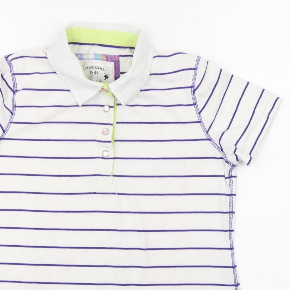 Marks and Spencer Womens White Striped  Basic T-Shirt Size 10