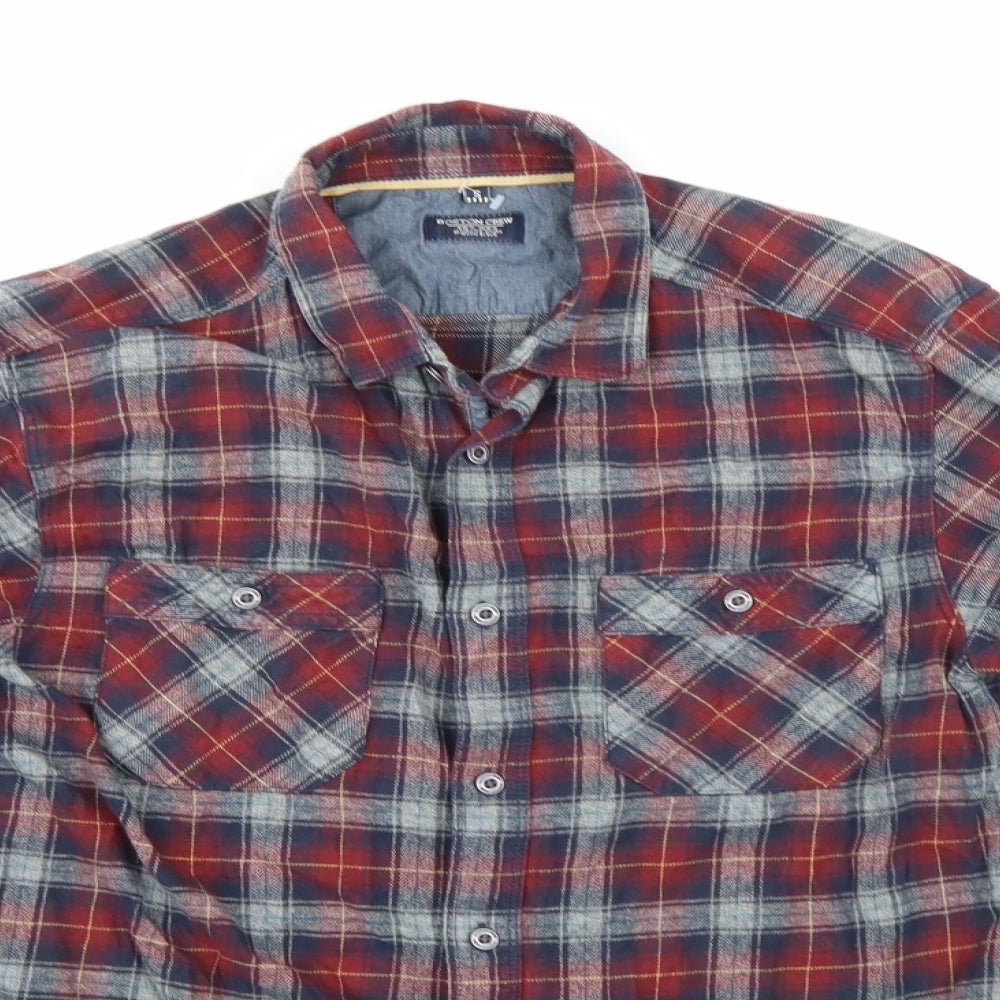 Boston Crew Mens Blue Check   Button-Up Size S