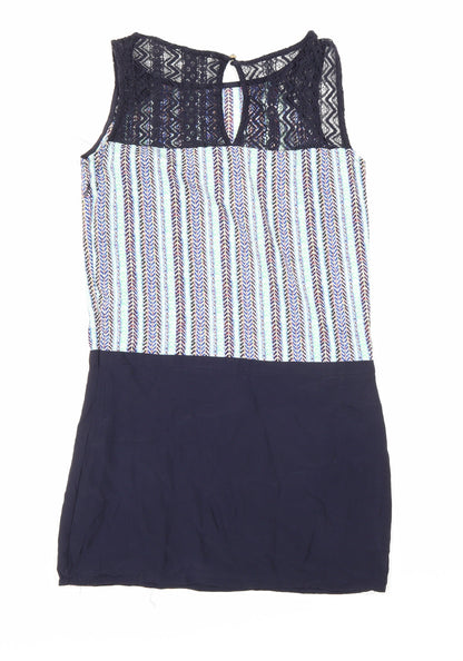 Back view of Charlie women’s blue a-line, size UK 8
