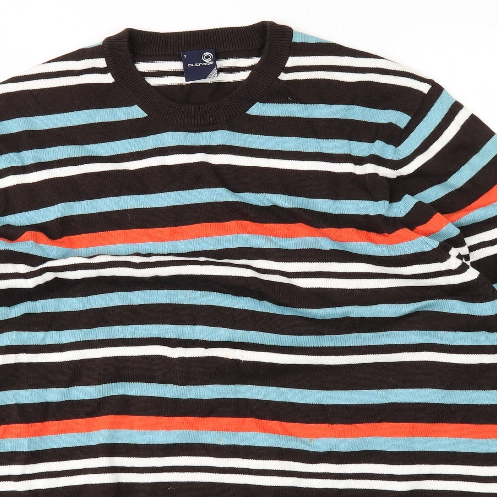 Outrage Mens Multicoloured Striped  Pullover Jumper Size S