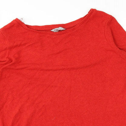 Close-up detail of Next women’s orange basic t-shirt, size UK 8