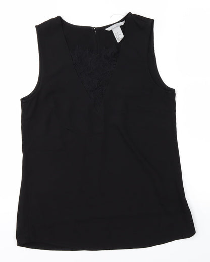 Additional front view of H&M women’s black basic t-shirt, size UK 4
