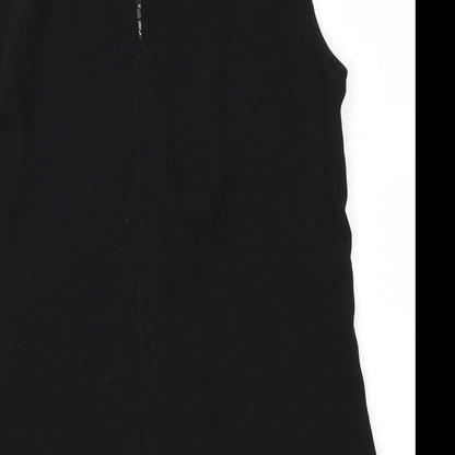 Brand and care label for H&M women’s black basic t-shirt, size UK 4