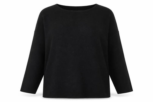 Front view of portsaid women’s black basic t-shirt, size UK 16