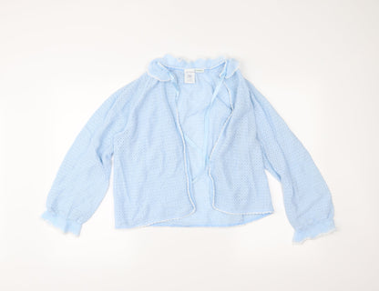 Front view of Debenhams women’s blue cardigan jumper, size UK 10