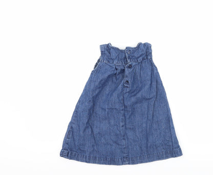 Back view of H&M girls’ blue denim a-line, size 2-3, years