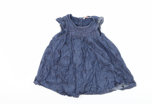 John Lewis Girls Blue Floral Denim A-Line  Size 9-12 Months