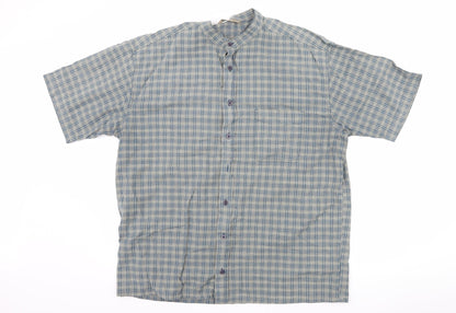 Additional front view of Stone River men’s blue check button-up, size XL