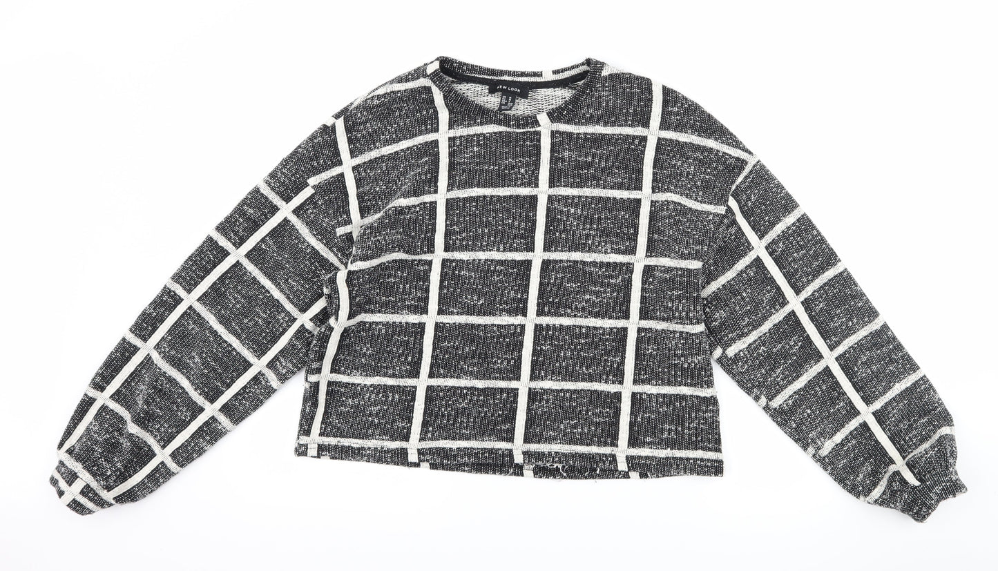 New Look Womens Black Check  Pullover Sweatshirt Size M