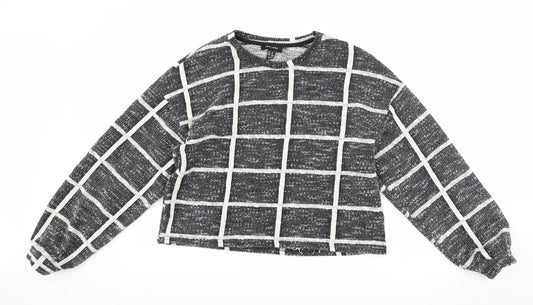 New Look Womens Black Check  Pullover Sweatshirt Size M