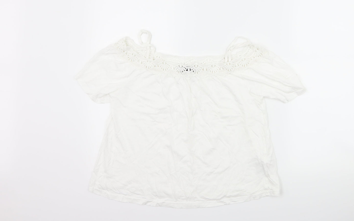 New Look Womens White   Basic T-Shirt Size 6  - Cut Out Shoulder