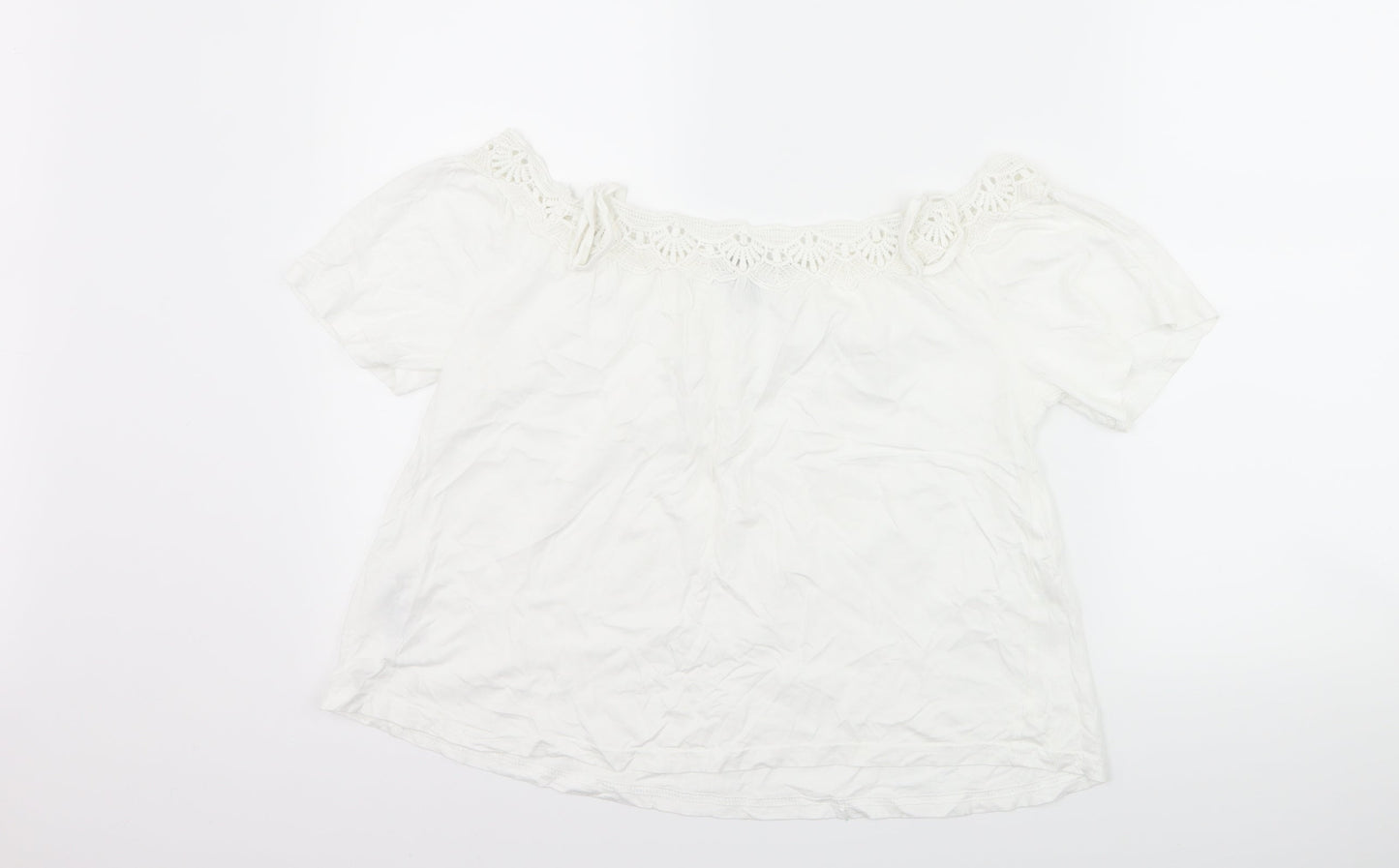 New Look Womens White   Basic T-Shirt Size 6  - Cut Out Shoulder