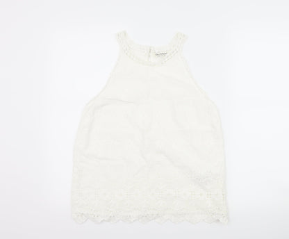 Additional front view of Miss Selfridge women’s white basic tank, size UK 12