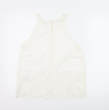 Back view of Miss Selfridge women’s white basic tank, size UK 12
