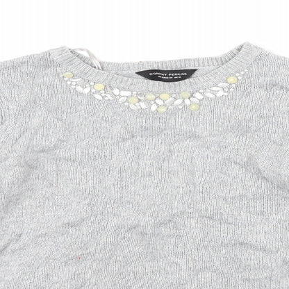 Close-up detail of Dorothy Perkins women’s grey jumper, size UK 10