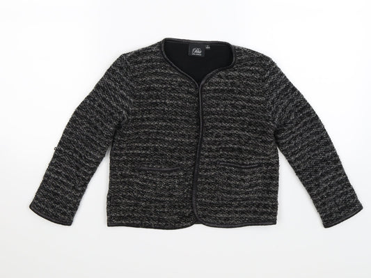 SOPHIE SCHNOOR Girls Grey Striped  Cardigan Jumper Size 9 Years