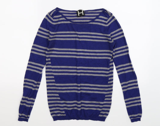 Bordeaux Womens Blue Striped Knit Pullover Jumper Size XS