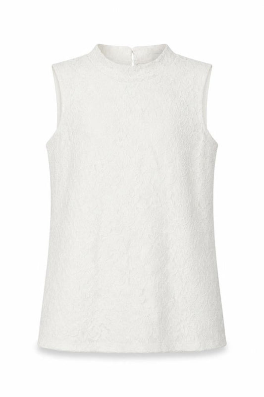 Front view of Lindex girls’ white basic tank, size 10-11, years