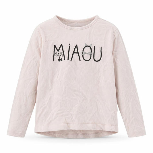 Front view of Preworn girls’ pink jersey basic t-shirt, size 6-9, months