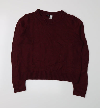 Front view of Divided by H&M women’s red knit jumper, size S
