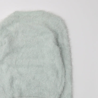 Close-up detail of Forever 21 women’s blue jumper, size S