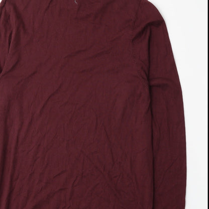 Brand and care label for Topman women’s red knit jumper, size M