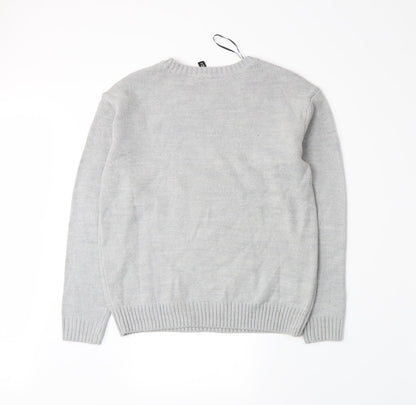 Back view of Divided by H&M men’s grey knit jumper, size XS
