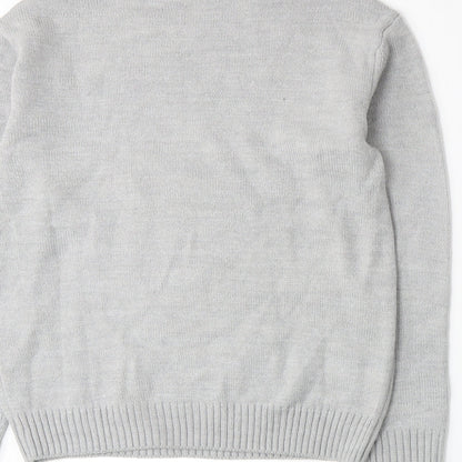 Brand and care label for Divided by H&M men’s grey knit jumper, size XS
