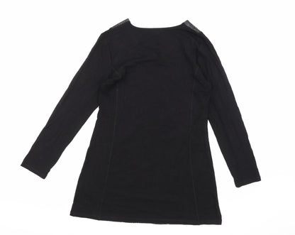 Back view of Casamia women’s black animal print basic blouse, size S