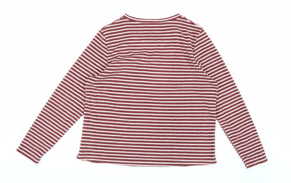 Back view of Luxe Leisure women’s brown striped fleece jumper, size L