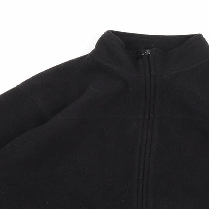 Close-up detail of EWM women’s black fleece jacket, size UK 14