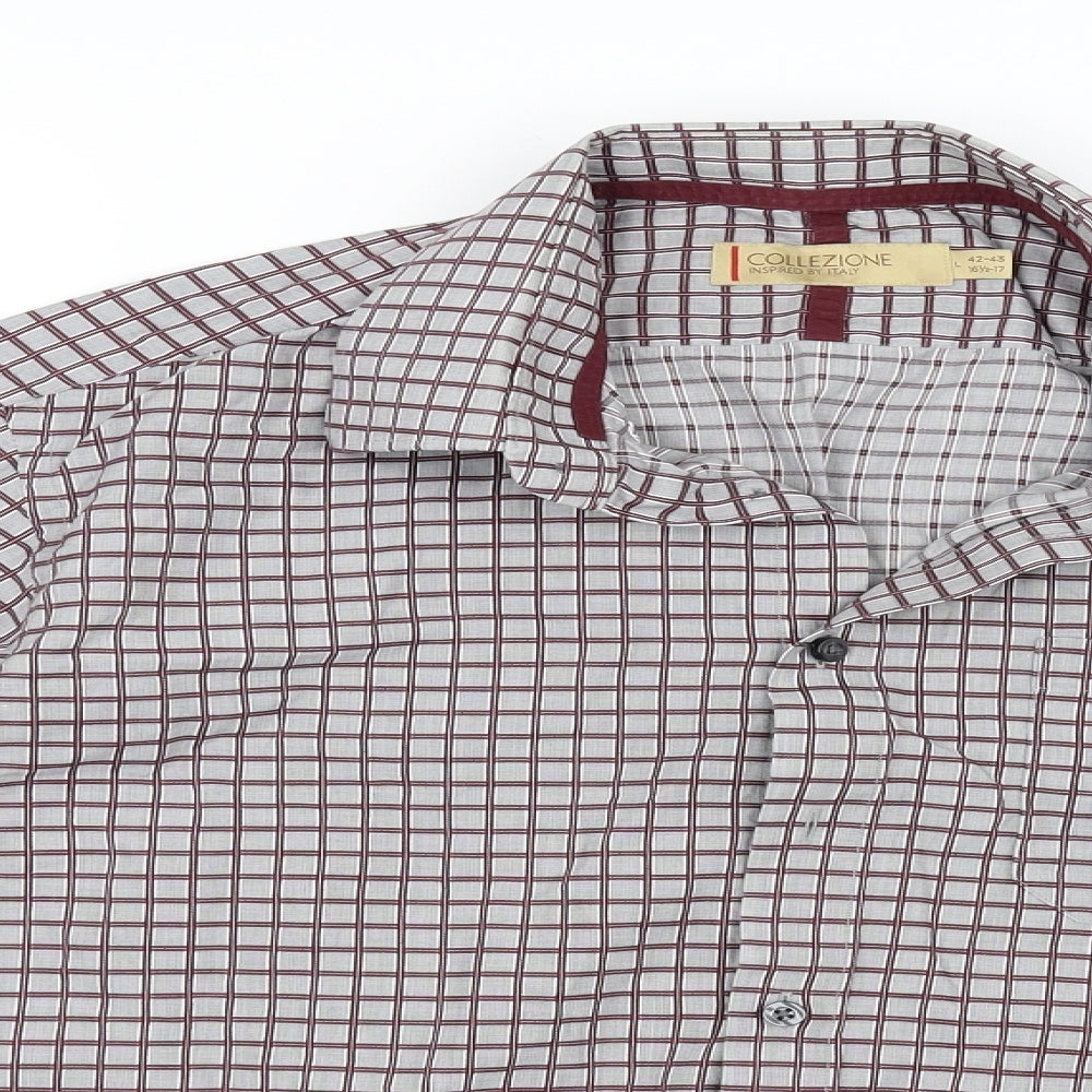 collezione Mens Grey Check   Button-Up Size L