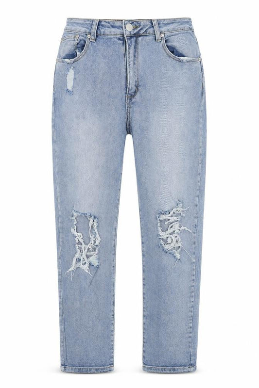 Front view of high 90s women’s blue skinny jeans, size UK 8, 25-inch leg