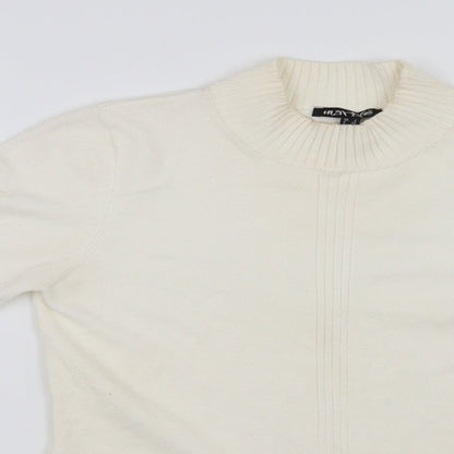 Close-up detail of Marble women’s white jumper, size UK 8