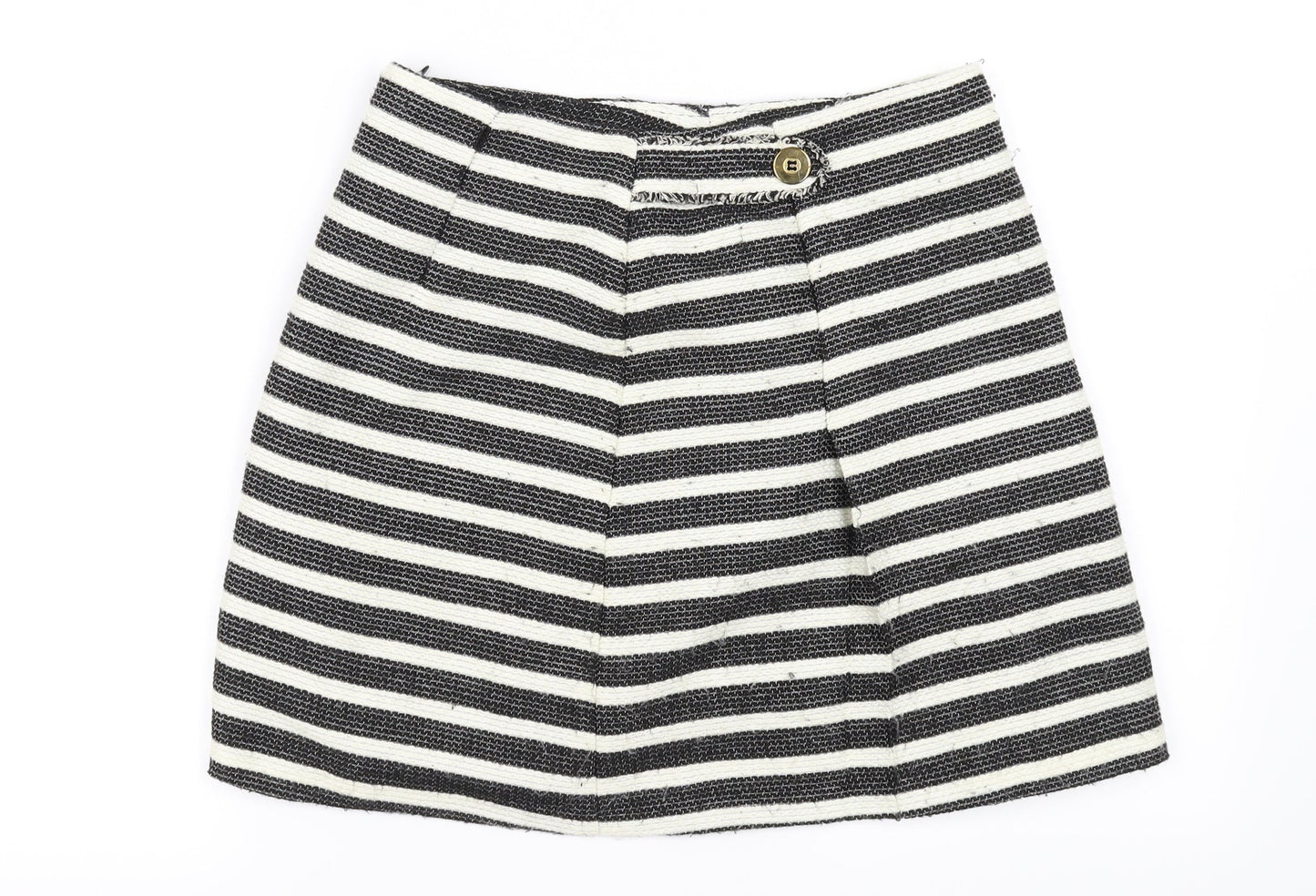 Preworn Womens White Striped  A-Line Skirt Size 8