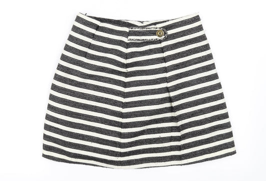Preworn Womens White Striped  A-Line Skirt Size 8