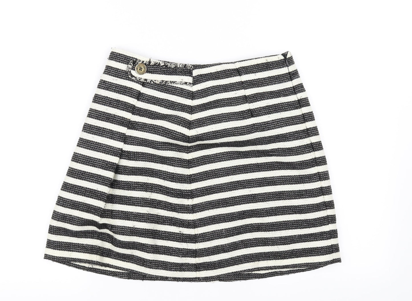 Preworn Womens White Striped  A-Line Skirt Size 8