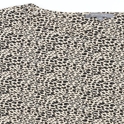 Close-up detail of Principles women’s multicoloured animal print basic blouse, size UK 10