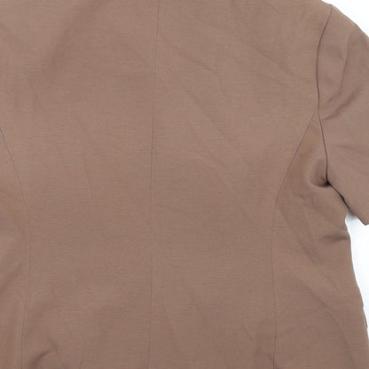 Brand and care label for Eleganze women’s brown jacket blazer, size UK 18