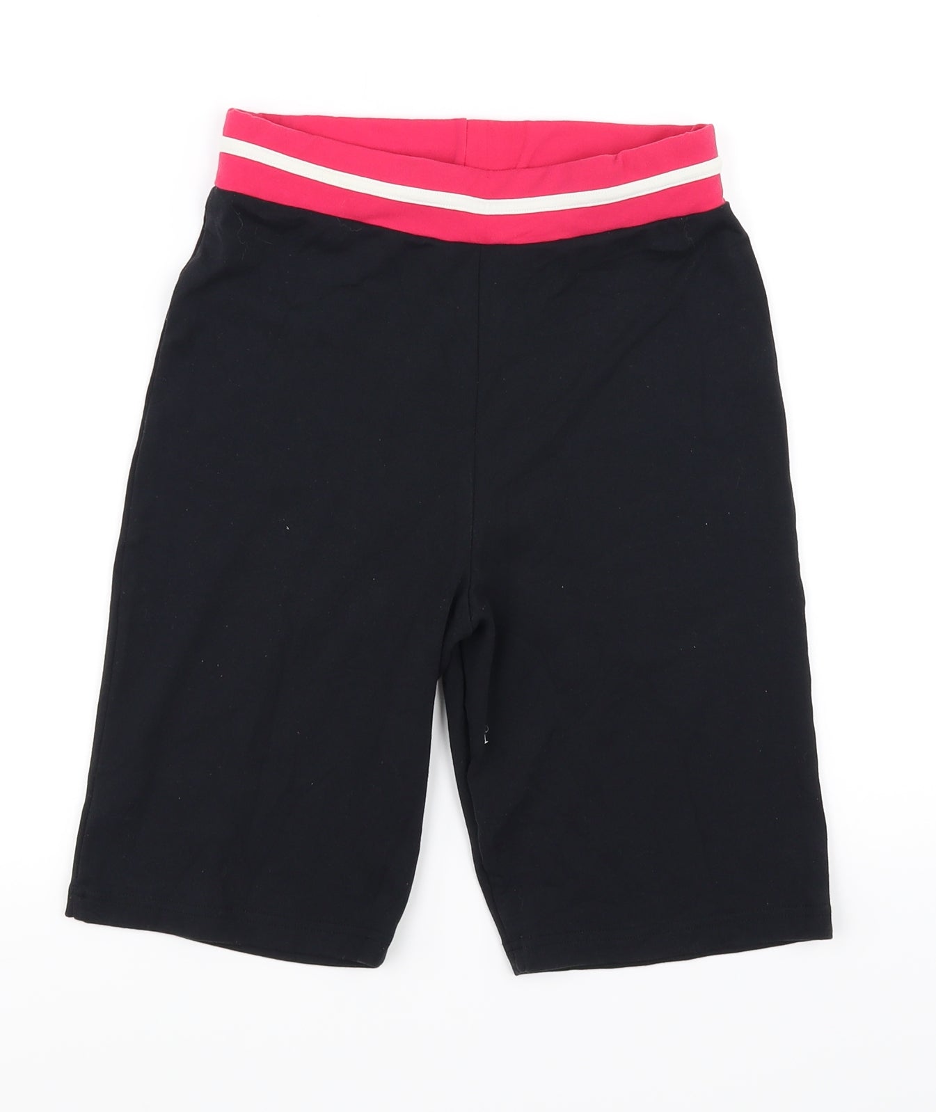 Preworn Womens Black Striped  Biker Shorts Size 12