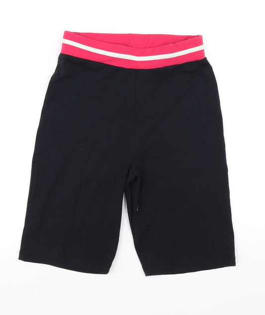 Preworn Womens Black Striped  Biker Shorts Size 12