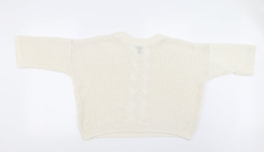 H&M Womens White   Pullover Jumper Size 8