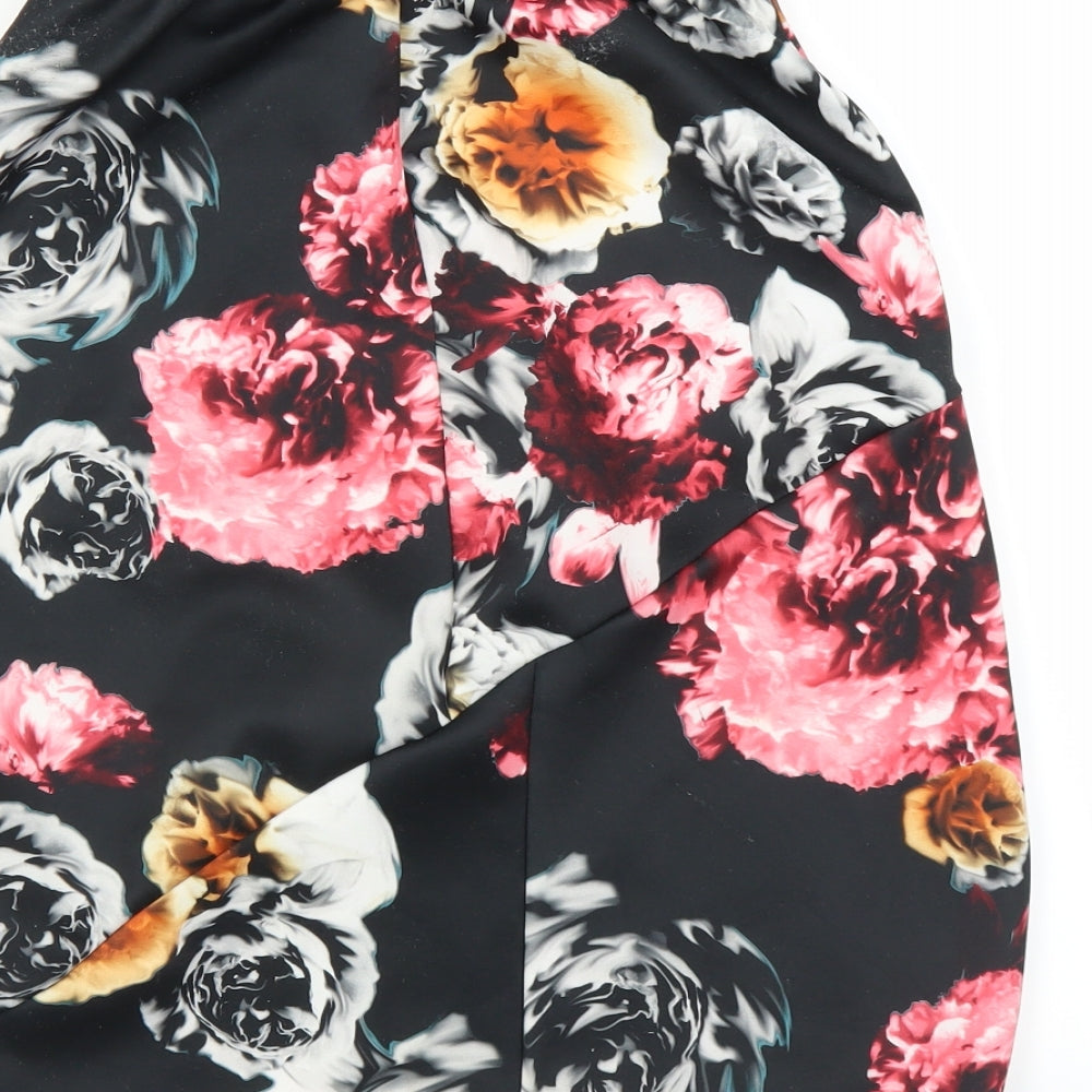 Preworn Womens Black Floral  Straight & Pencil Skirt Size 12