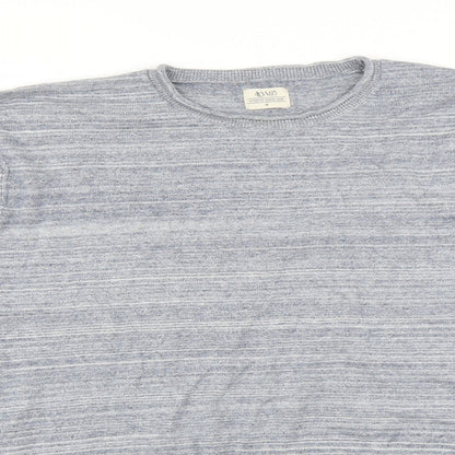 Close-up detail of Matalan men’s blue jumper, size M
