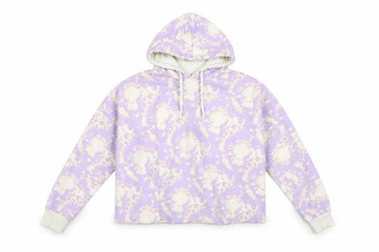 Front view of Studio women’s purple pullover hoodie, size UK 12, - cropped