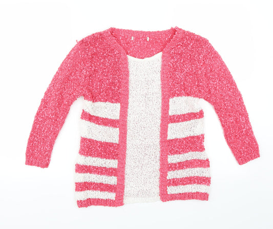 Preworn Womens Pink Striped  Pullover Jumper Size S