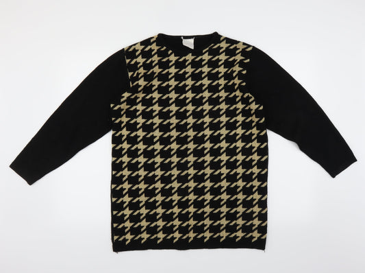 Classics Womens Black Geometric  Pullover Jumper Size 12