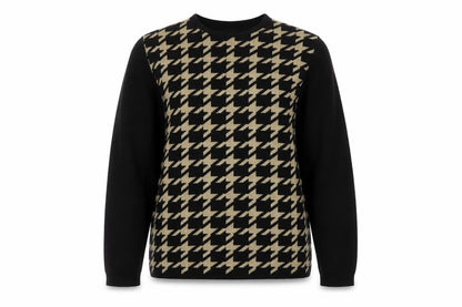 Front view of Classics women’s black geometric jumper, size UK 12